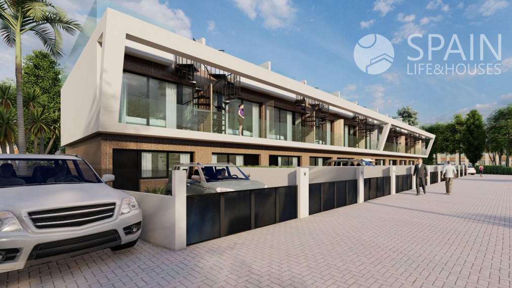 Projekt ZIE-LO. Mestské nové bungalovy s bazénom 5 minút od pláže v Alicante; Costa Blanca. Dodanie začiatkom roka 2024